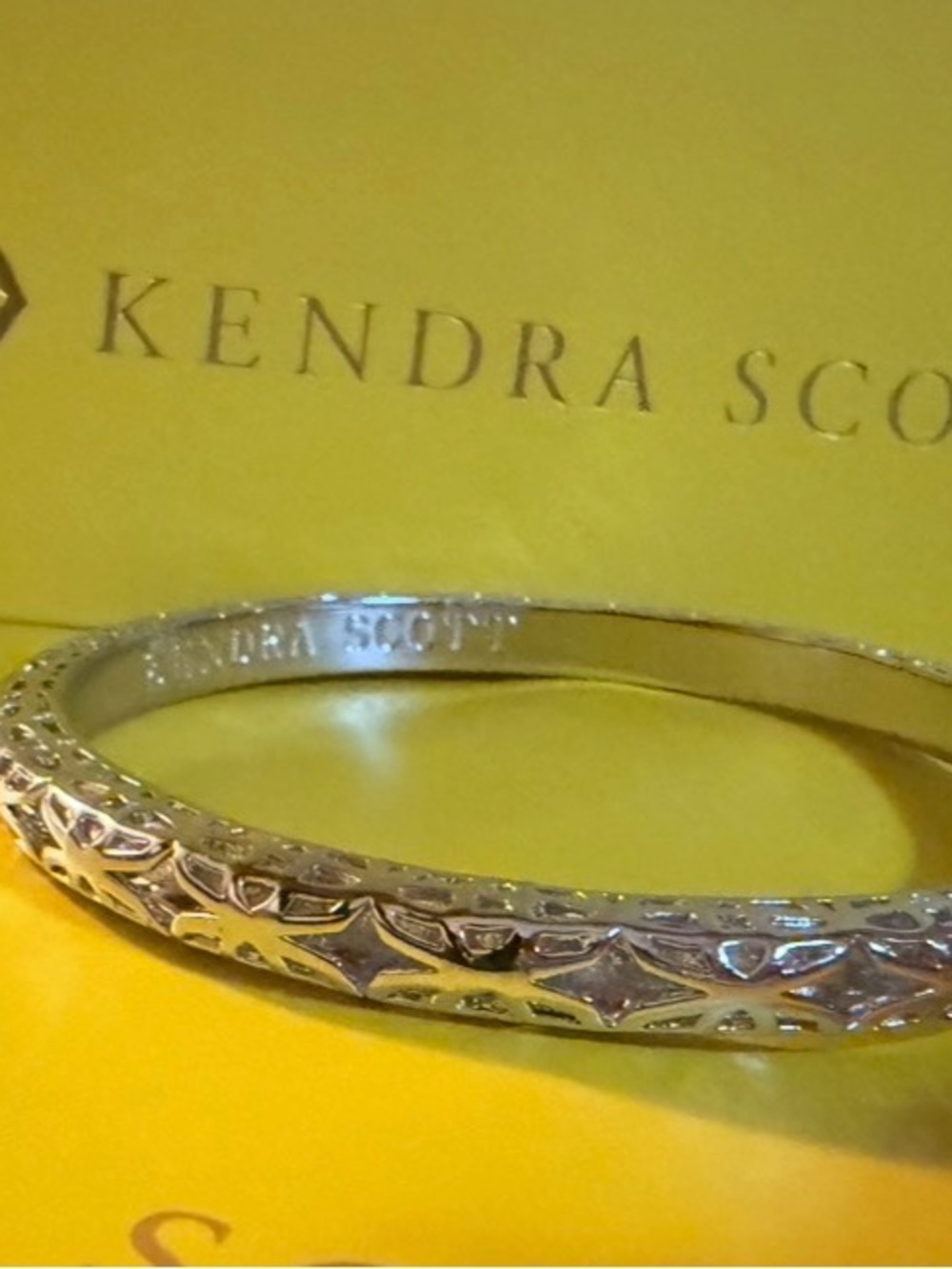 Kendra Scott Silver Star & Geometric Pattern Bangle - Picture 4 of 4